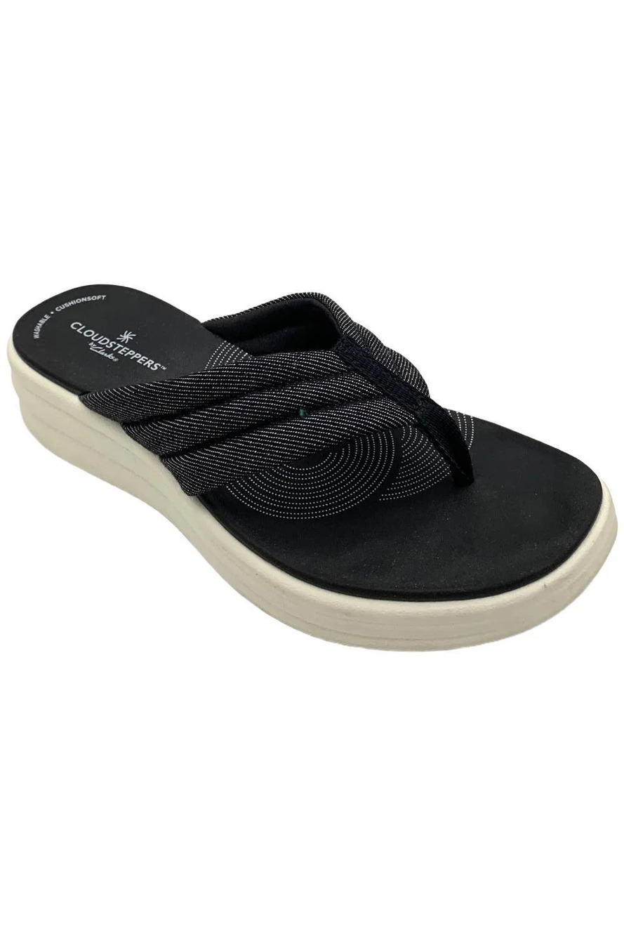 Clarks Cloudsteppers Women's Drift Carmen Toe Post Sandal Black - Wide